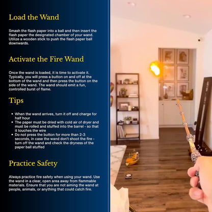 Fire-Shooting Magic Wand (40 cm) – Premium Rechargeable Wizard Wand | Collector-Grade Spell Effect