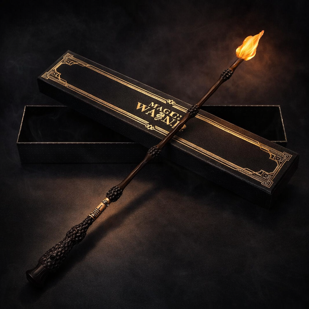 Fire-Shooting Magic Wand (40 cm) – Premium Rechargeable Wizard Wand | Collector-Grade Spell Effect